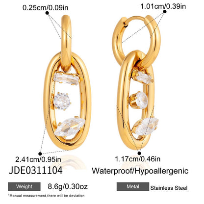 18K Gold The Spotlight Small Hoop Dangle Drop Huggie Earrings