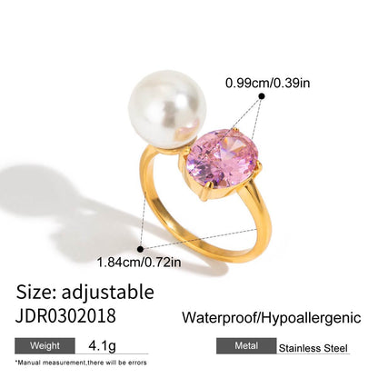 18K Gold Pink Princess Statement Stacking Rings