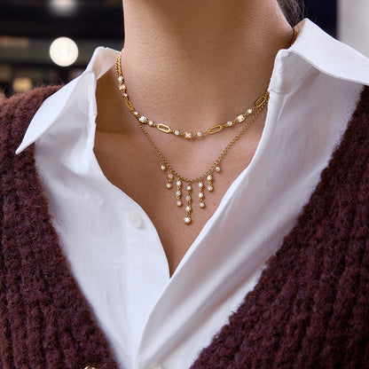 18K Gold Sparkle Season Dainty Chain Choker Necklace