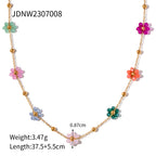 18K Gold Beaded Flower Necklace