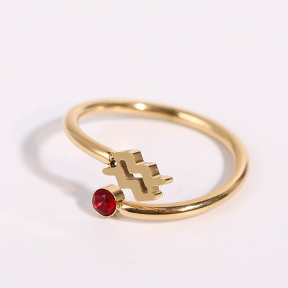 18K Gold Zodiac Birthstone Ring