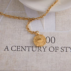 18K Gold Sun Goddess Y Shape Coin Pendant Necklace