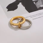 18K Gold and Silver Two Tone Eternity Multiple Linked Spinelli Ring Stack