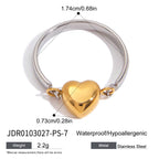 18K Gold and Silver Two Tone Rotating Heart Stacking Ring