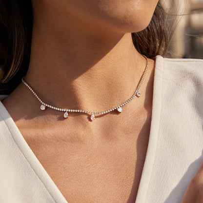18K Gold Eternal Brilliance Tennis Dainty Choker Necklace