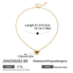 18K Gold Natural Stone Stars Adorned Dainty Heart Pendant Necklace
