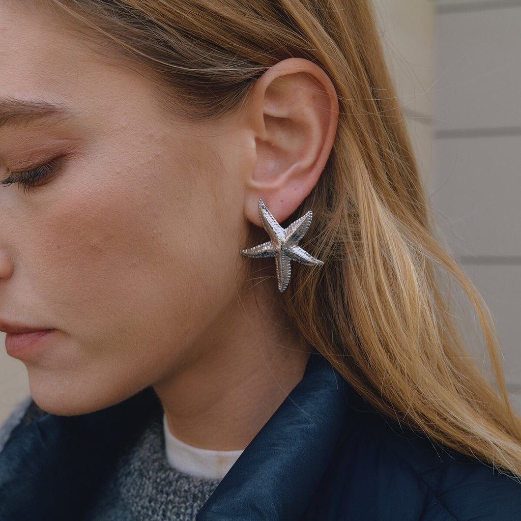 Silver Siren Starfish Statement Stud Earrings