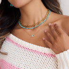 18K Gold Evil Eye Dainty Pendant Turquoise Necklace