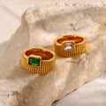 18K Gold Ribbed Band Ring