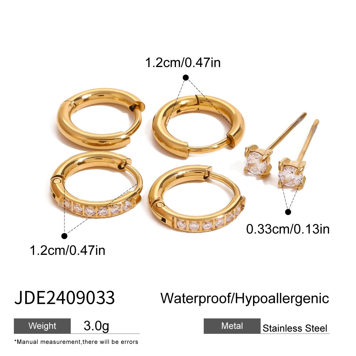 18K Gold Essential Small Hoop Huggie Earrings Set