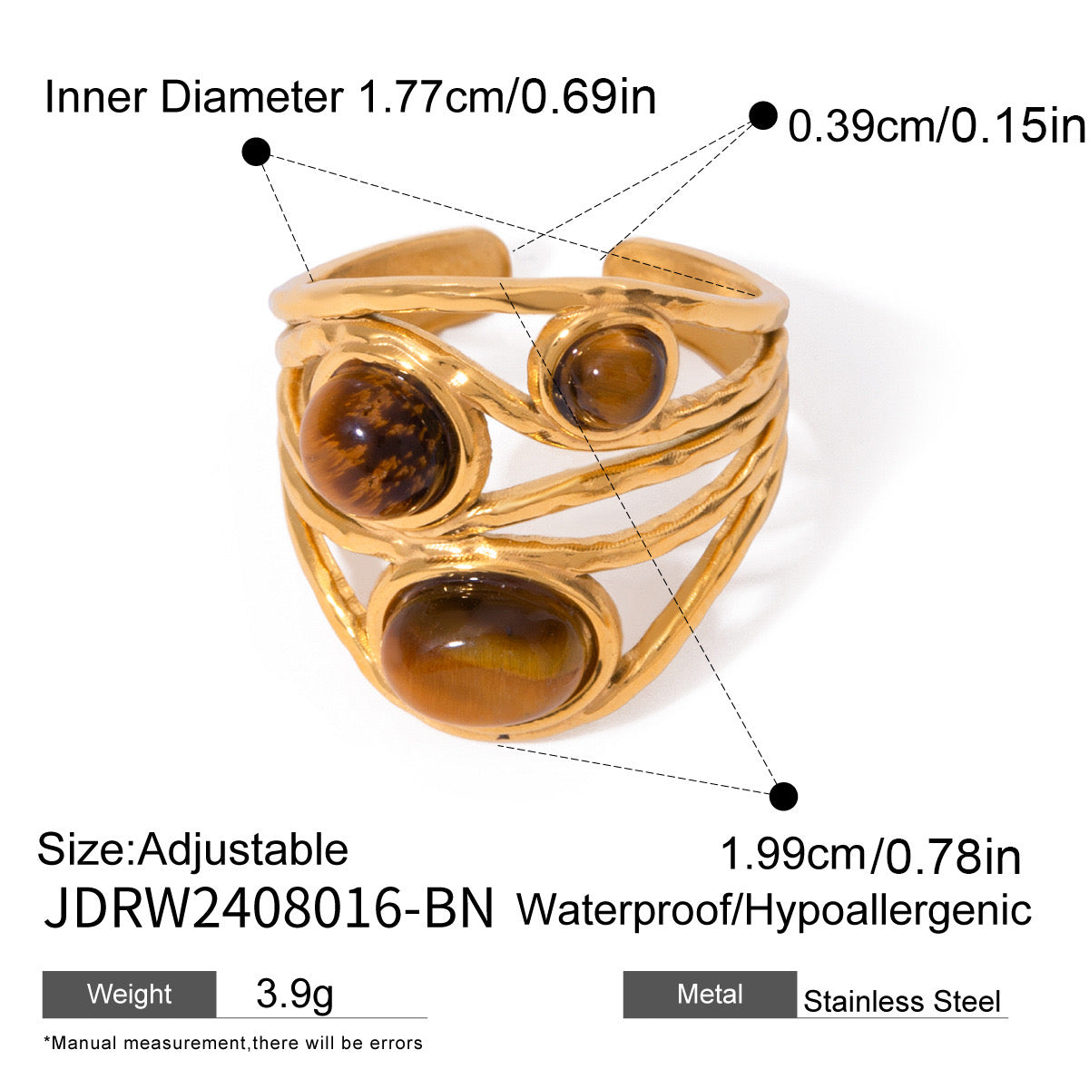 18K Gold Bold Gemstone Statement Ring