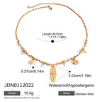 18K Gold Color String Ocean Themed Charm Necklace