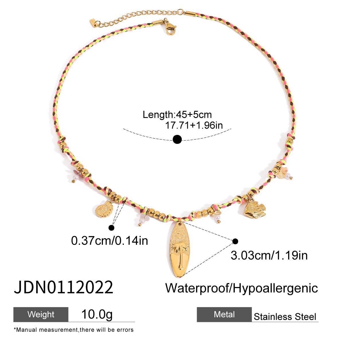 18K Gold Color String Ocean Themed Charm Necklace