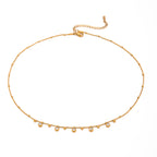 18K Gold CZ Sprinkle Beaded Chain Dainty Necklace