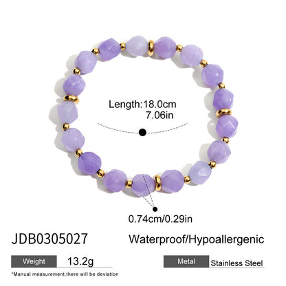 18K Gold Purple Dream Beaded Chain Butterfly Bangle Bracelet Stack