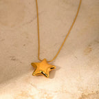 18K Gold Bright Star Pendant Statement Necklace