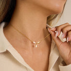 18K Gold Cherish Minimalist Bezel Dainty CZ Necklace