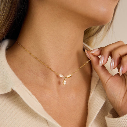 18K Gold Cherish Minimalist Bezel Dainty CZ Necklace