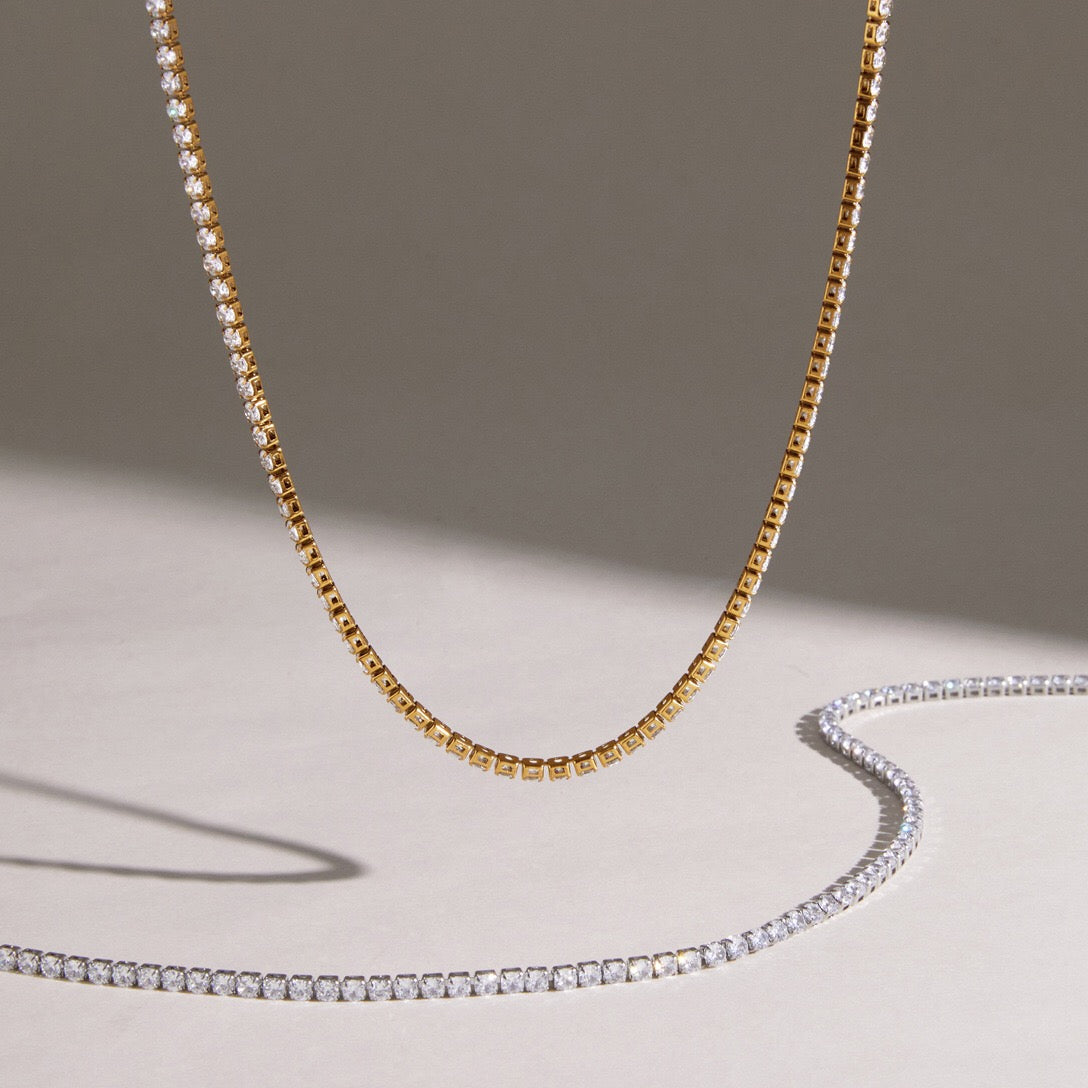 18K Gold and Silver The Socialite Tennis Necklace