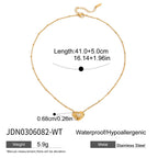 18K Gold Natural Stone Stars Adorned Dainty Heart Pendant Necklace
