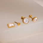 18K Gold Everyday Icons Flat Back Stud Nap Earrings Set