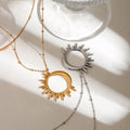 18K Gold Glowing Sun Statement Pendant Necklace