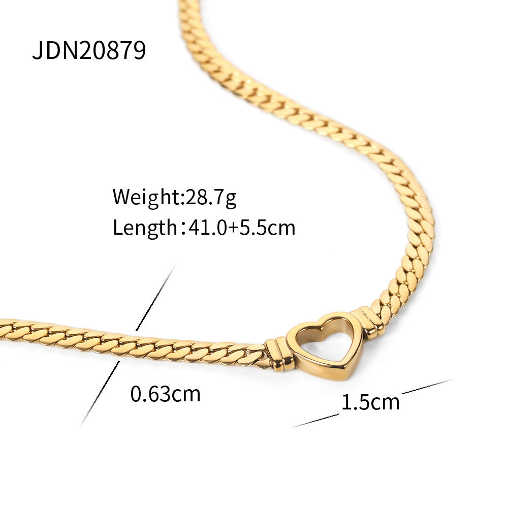 14K Gold Cuban Link Heart Necklace