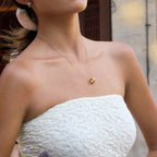 18K Gold Pink Heart Mama Bling Ring Dainty Pendant Necklace