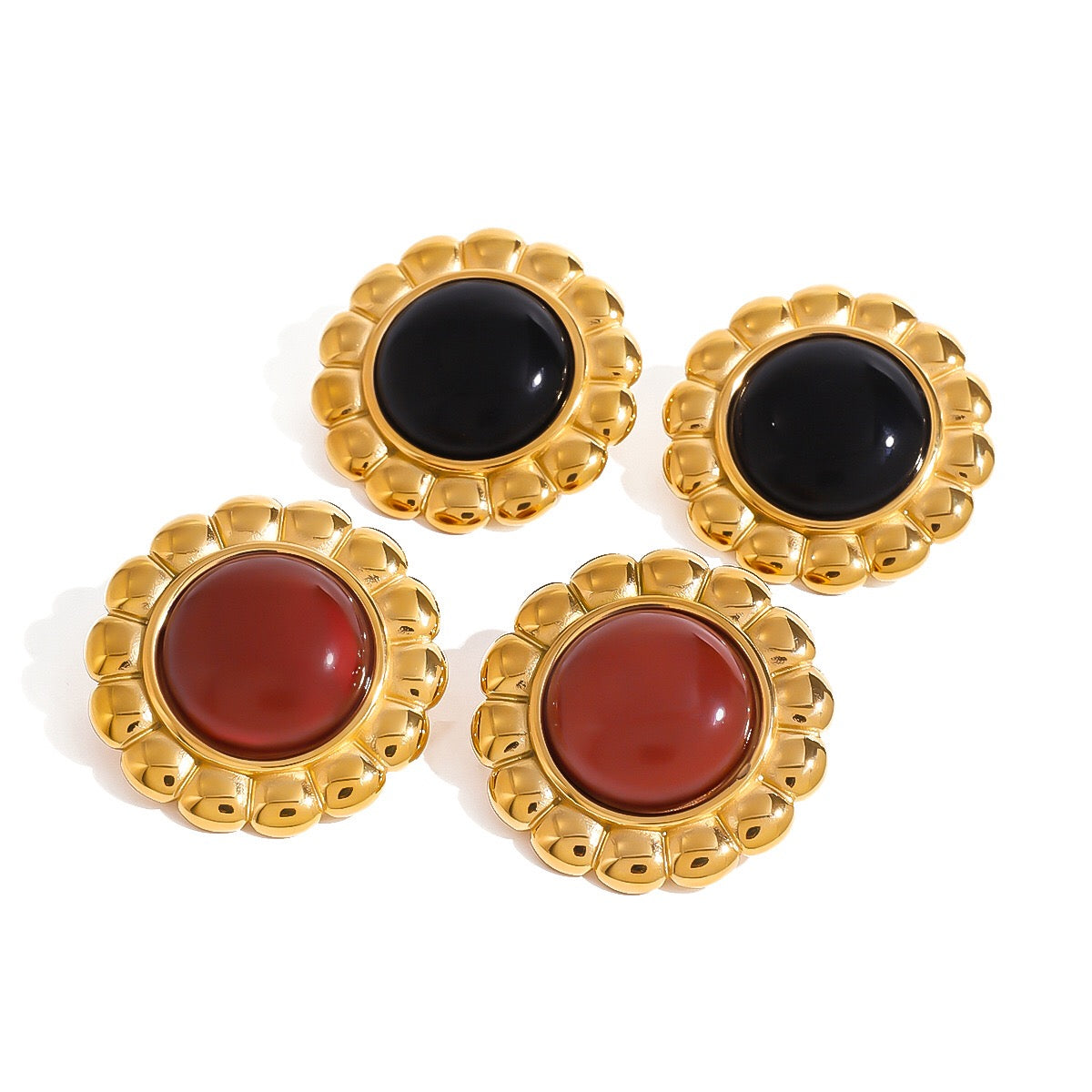 18K Gold Retro Color Statement Stud Earrings