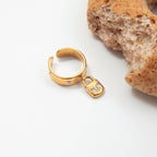 18K Gold Heart Locked Charm Statement Band Ring