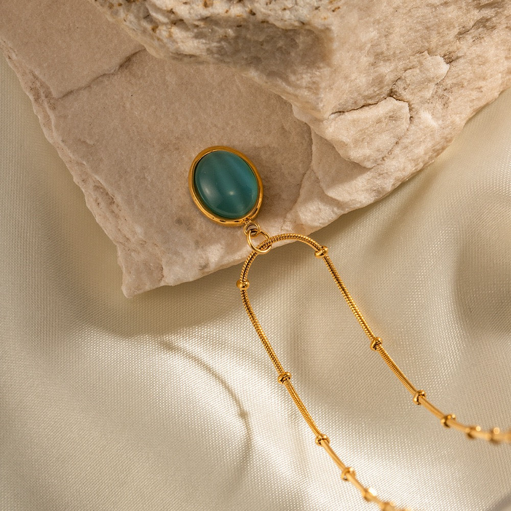 18K Gold Ocean Eye Pendant Necklace