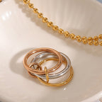 18K Gold and Silver Mixed Metal Multi Layers Spinelli Trinity Stacking Rings
