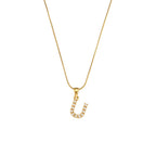18K Gold Pearl Initial Pendant Necklace
