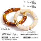 18K Gold Caramel Crush Statement Resin Bangle Bracelet Stacks