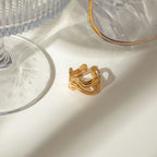 18K Gold Unique Wave Band Ring