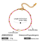 18K Gold Pink Princess Clean Girl Star Bow Heart Dainty Chain Bracelet Stack