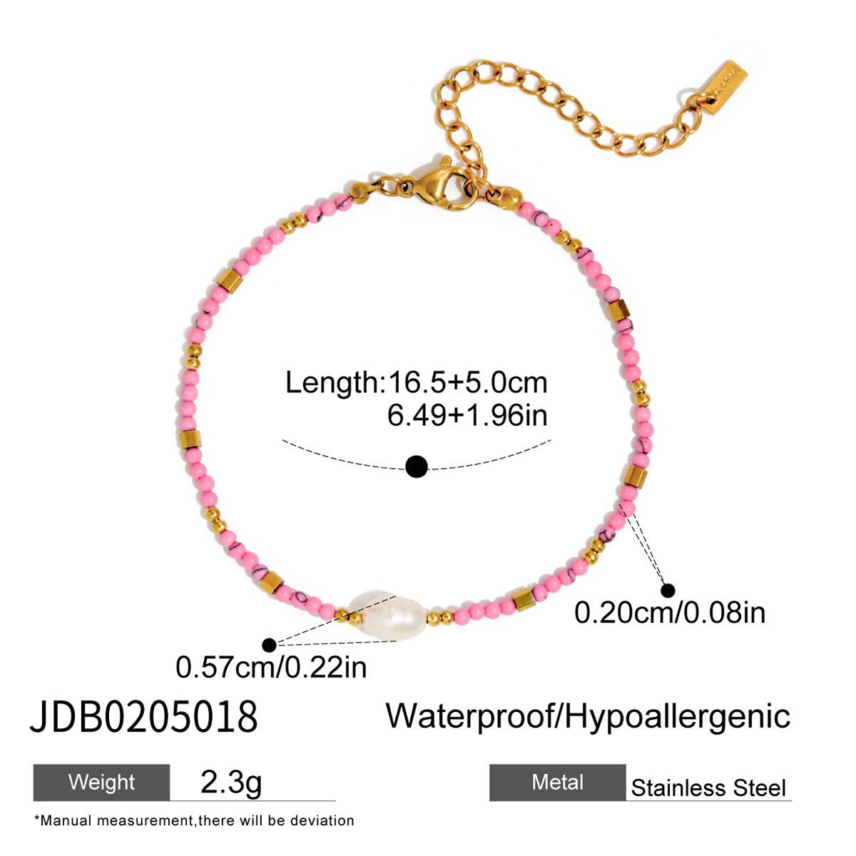 18K Gold Pink Princess Clean Girl Star Bow Heart Dainty Chain Bracelet Stack