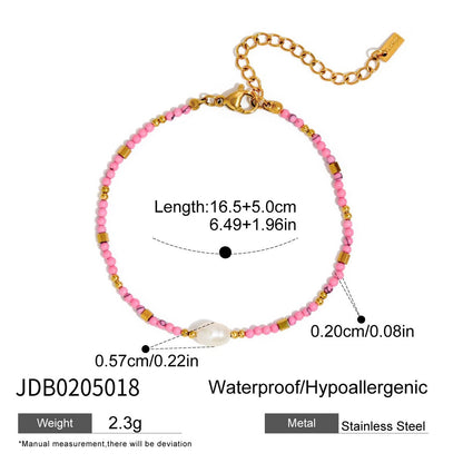 18K Gold Pink Princess Clean Girl Star Bow Heart Dainty Chain Bracelet Stack