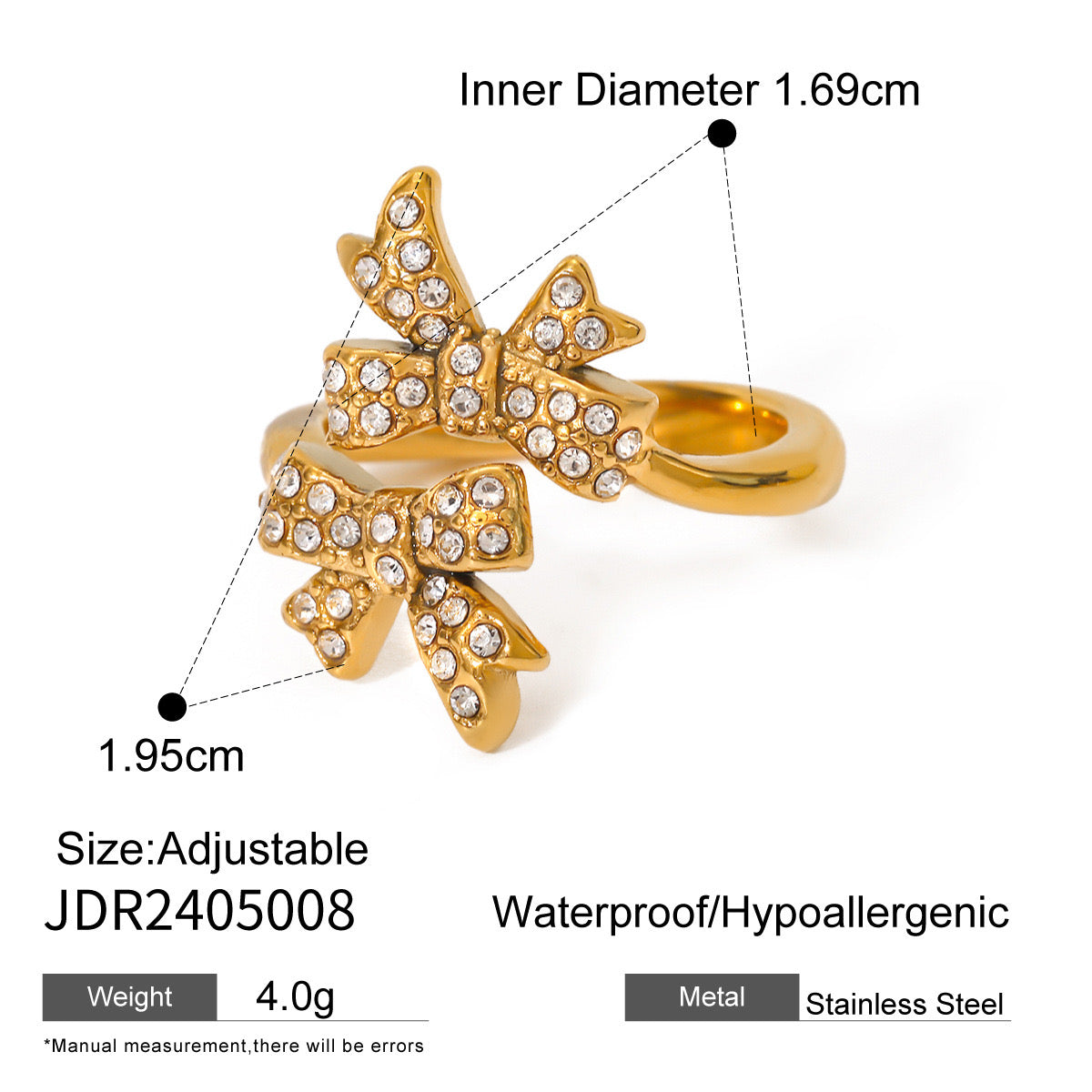 18K Gold Bejeweled Coquette Bow Ring