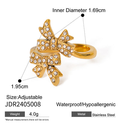 18K Gold Bejeweled Coquette Bow Ring