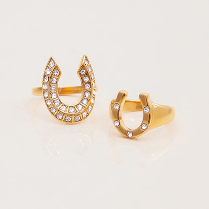 18K Gold Bling Horseshoe Statement Ring