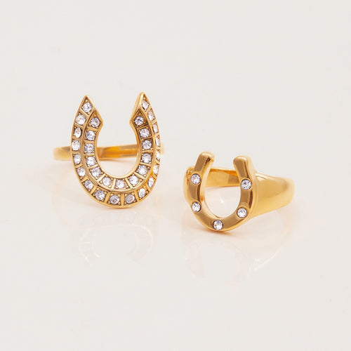 18K Gold Bling Horseshoe Statement Ring