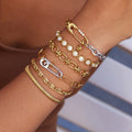 18K Gold and Silver Two Tone Safety Pin Dainty Chain Bracelet Stack