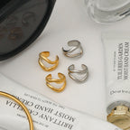 18K Gold Unique Huggie Ear Cuffs