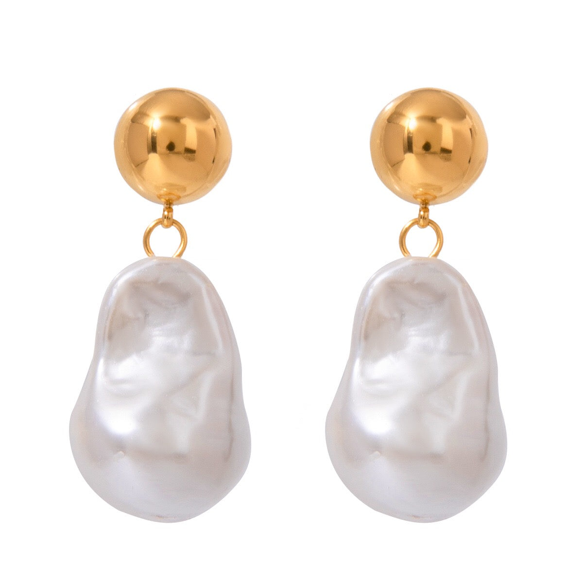 18K Gold Heiress Pearl Stud Dangle Earrings