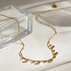 18K Gold CZ Sprinkle Beaded Chain Dainty Necklace