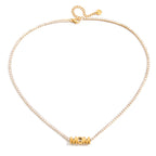18K Gold Endless Love MOM Charm Tennis Necklace