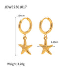 18K Gold Star Huggie Earrings with Charm