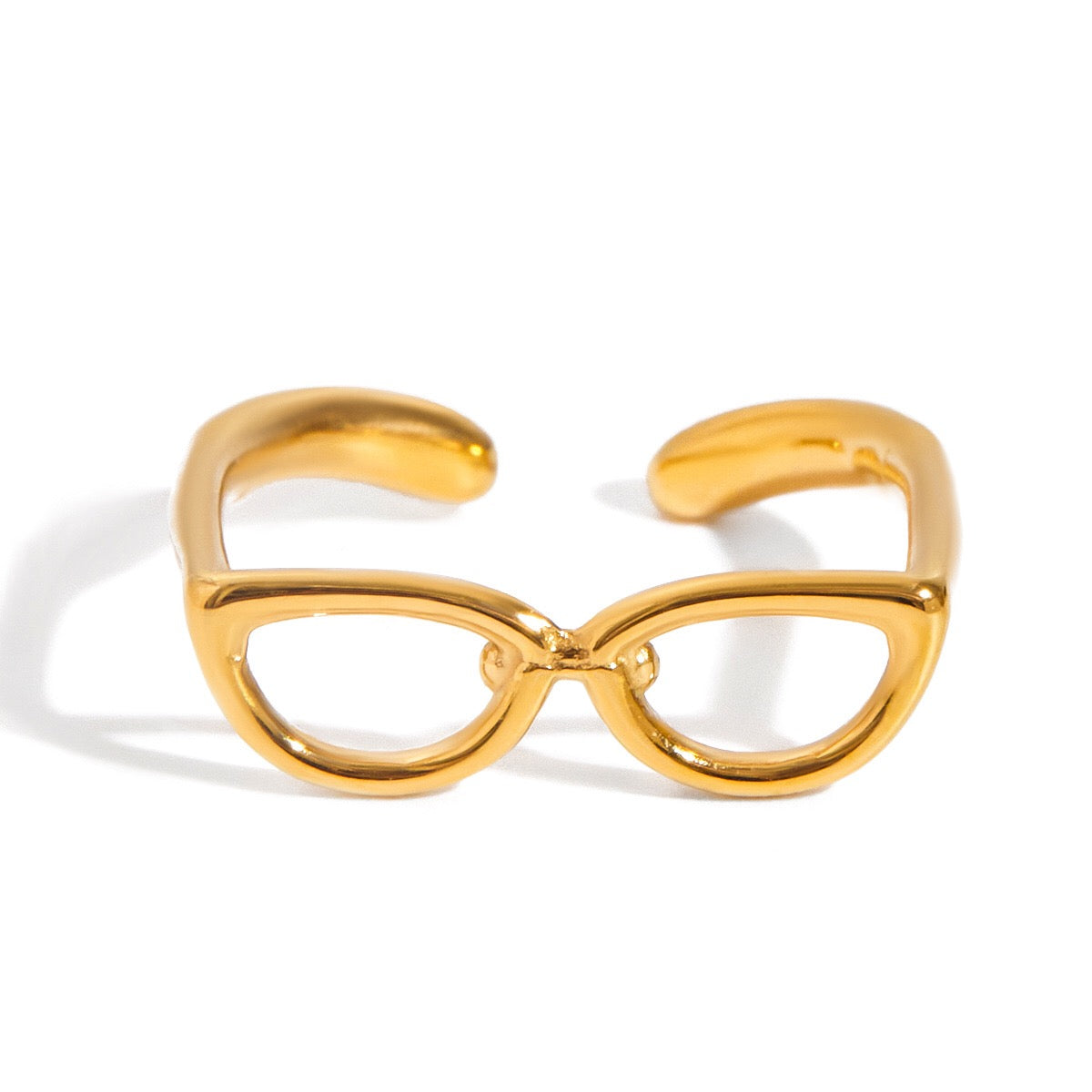 18K Gold Sexy Nerd Dainty Glasses Stacking Cuff Ring