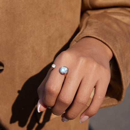 18K Gold Radiant Bezel Cocktail Statement Cuff Ring